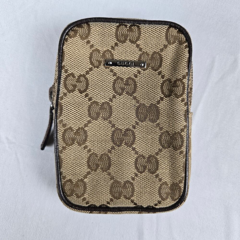 Gucci Monogram Mini Zip Canvas Pouch